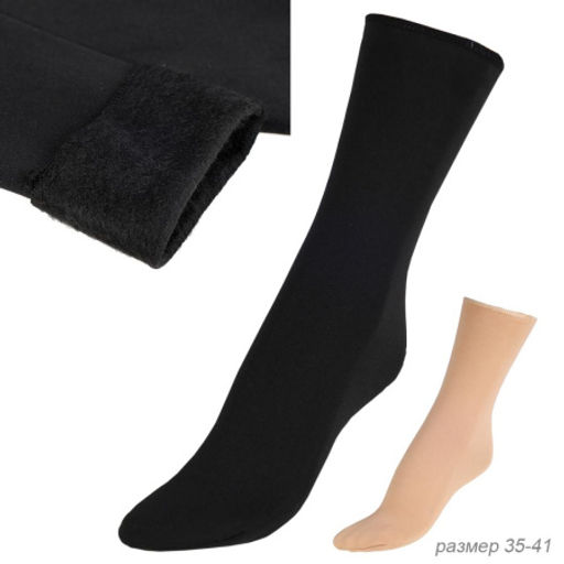 Носки женские р. 35-39 ТЕПЛЫЕ ФЛИС / ZS17 /уп 10/300/ ОДНА ПАРА (Черный)