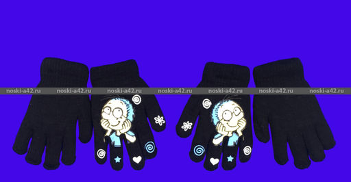 Цена за 3 шт. 3 ПАРЫ - Перчатки детские ДВОЙНЫЕ с прикольным принтом арт. 025 длина перчатки 12-14 см - For you фото 2