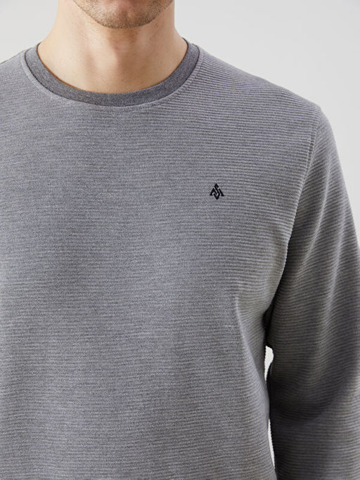 Bisiklet Yaka Uzun Kollu Bask?l? Erkek Sweatshirt