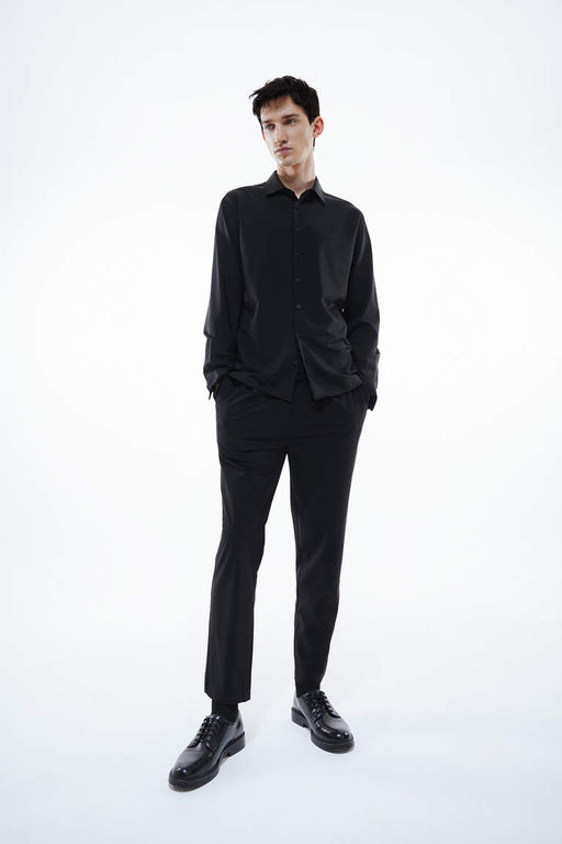 Рубашка узкого кроя с воротником-поло и длинными рукавами - Defacto фото 2