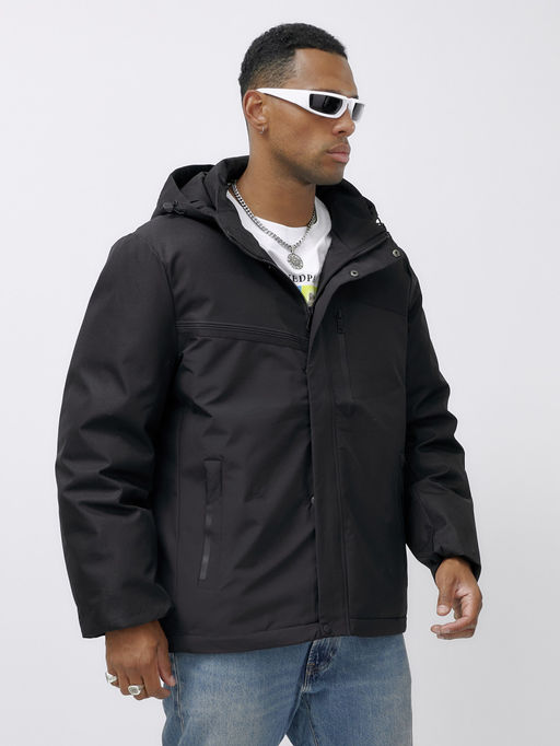 Куртка спортивная мужская зимняя большого размера черного цвета 66613Ch - Mtforce фото 9