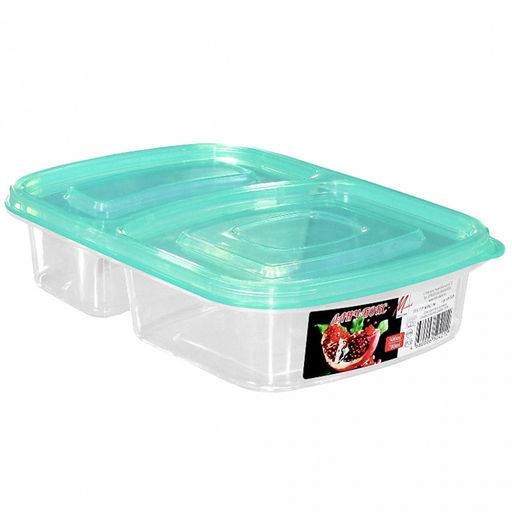 Контейнер для продуктов пластмассовый "Ланч-Бокс" 23,5х16х5,5см, 2 отделения, цвета микс (Россия)