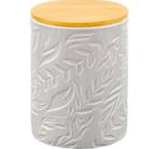 Банка д/хранения 750 мл 10*10*15 см с бамбуковой крышкой с сил. упл. светло-серая