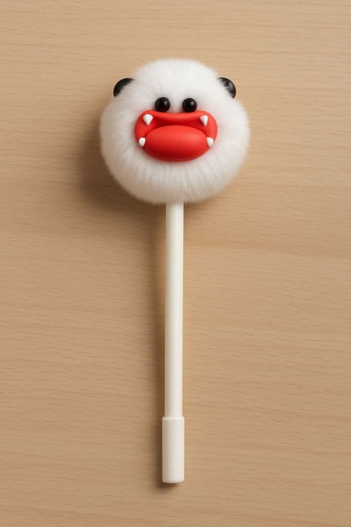 Ручка с помпоном "Big lipst", white