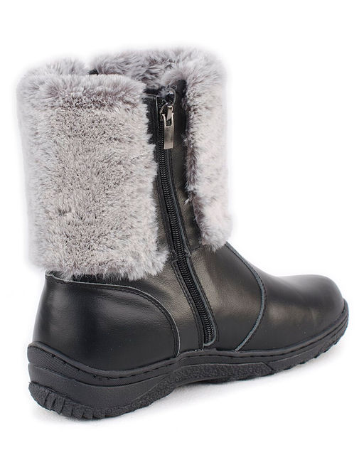 Унты женские на литой подошве. Черные., Мех "шиншилла". Короткие. Молния.