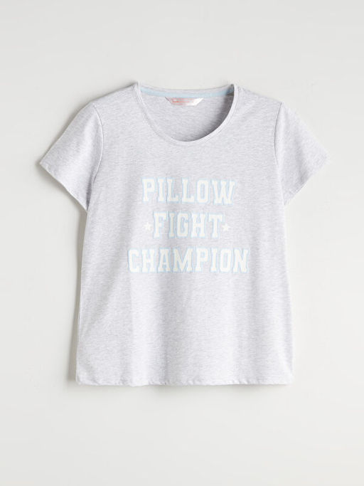 Bisiklet Yaka Bask?l? Kad?n Pijama ?st