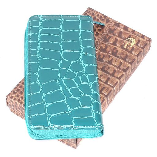 Портмоне женское Cayman-405К н/к, 3 отд, 11 карм, на молнии, бирюза скат (81) 186558  фото 4