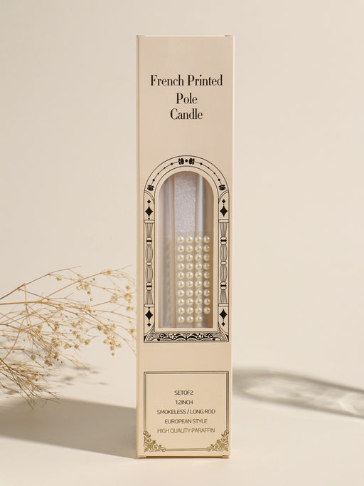 Набор свечей античных, 2,3х30 см, 2 шт "Белый жемчуг" 7,5х33,5х2,5 см