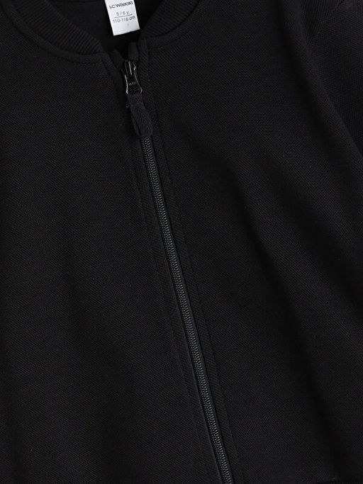 Kolej Yaka Uzun Kollu Basic Erkek ?ocuk Fermuarl? Sweatshirt