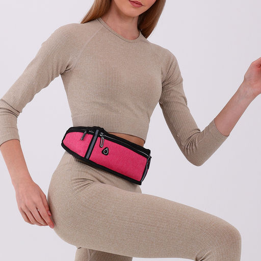 Сумка для бега, 3 отдела на молниях, светоотражающие элементы, отверстие для наушников, 50×0.1×11 см, розовая