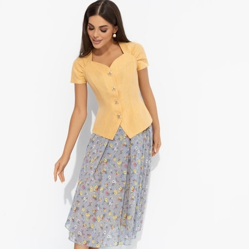 Костюм с юбкой приталенного силуэта Любовь вне правил (2 в 1 желтый) - Charutti фото 6