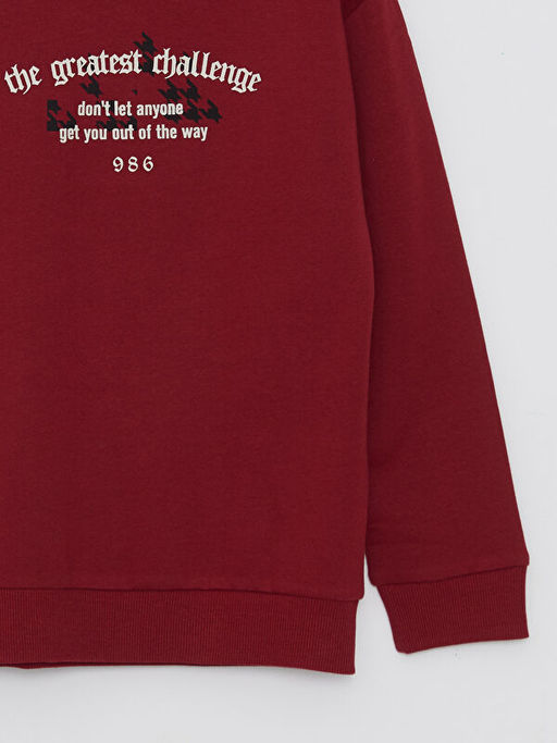 Dik Yaka Bask?l? Uzun Kollu Erkek ?ocuk Sweatshirt - Waikiki фото 3