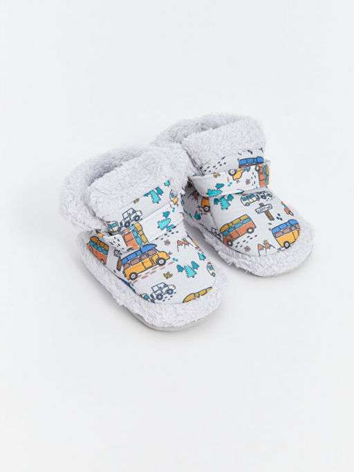 Bask?l? C?rt C?rtl? Erkek Bebek Y?r?me ?ncesi Ev Ayakkab?s?