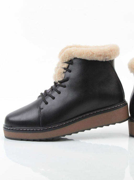 04-5606-1 BLACK Ботинки зимние женские (натуральная кожа, 100% шерсть)