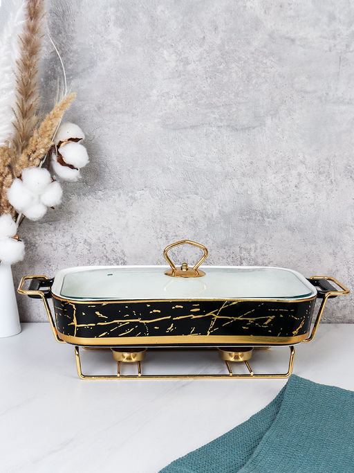 Мармит с подогревом 2 л Черное золото / BG-607-2 /уп 8/ керамическая чаша на подставке с подогревом - Галеонтрейд фото 3