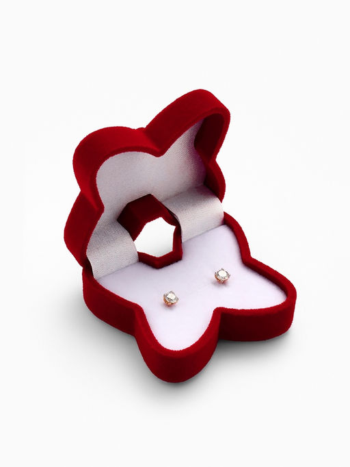 Футляр под серьги, кольцо Бабочка, бархатный, 5?5.5 см, красный
