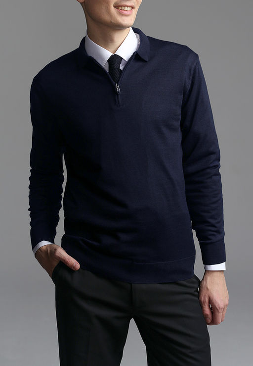 Джемпер мужской с воротником поло GREG G129-EV (т.синий)  фото 3