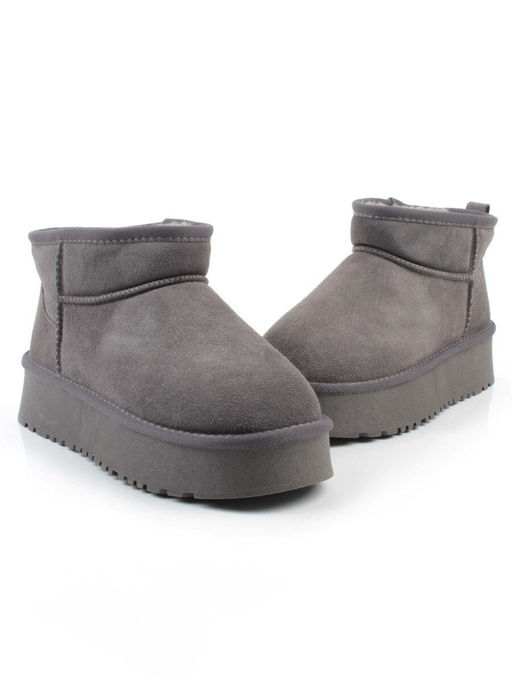 04-PF8520-5 GRAY Угги женские (натуральная замша, 100% шерсть)