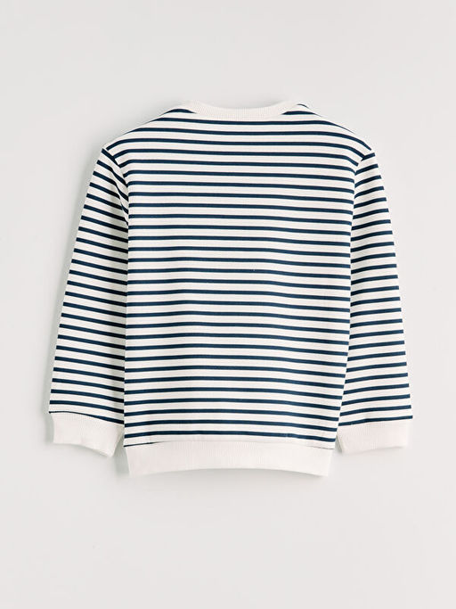 Bisiklet Yaka ?izgili Erkek ?ocuk Sweatshirt