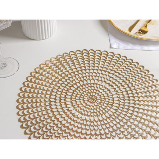 Набор салфеток сервировочных на стол Доляна Солнечная, d=38 см, 4 шт, цвет золотой  фото 3