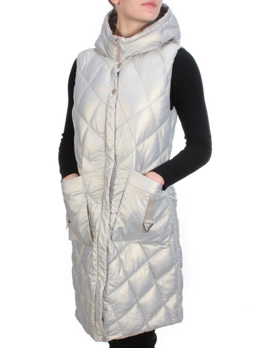 899 LIGHT GREY Жилет женский демисезонный (150 гр. синтепон) - Фабричный китай фото 2