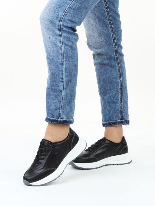 03-A9043-1 BLACK Кроссовки женские (натуральная кожа)