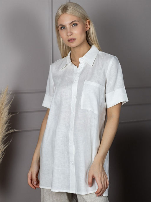 Рубашка блузка лен 57%, вискоза 43%