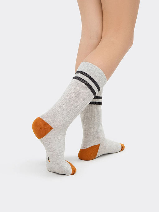 Цена за 5 пар! Носки детские серые с рисунком в виде контрастных полосок - Mark formelle фото 2