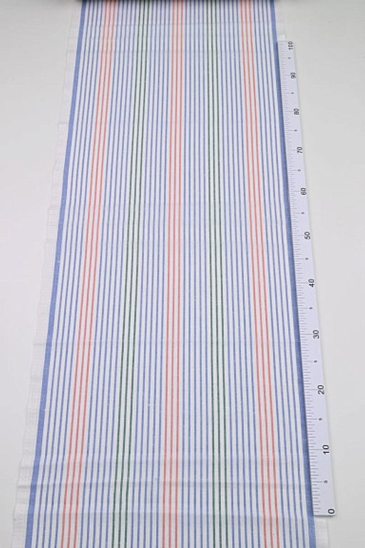 Холст полотенечный Полоска цв.синий/красный/зеленый, ш.0.5м, лен-30%, хлопок-70%, 140гр/м.кв - Купава фото 4