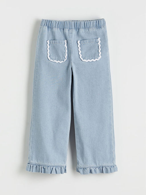 Beli Lastikli K?z ?ocuk Jean Pantolon