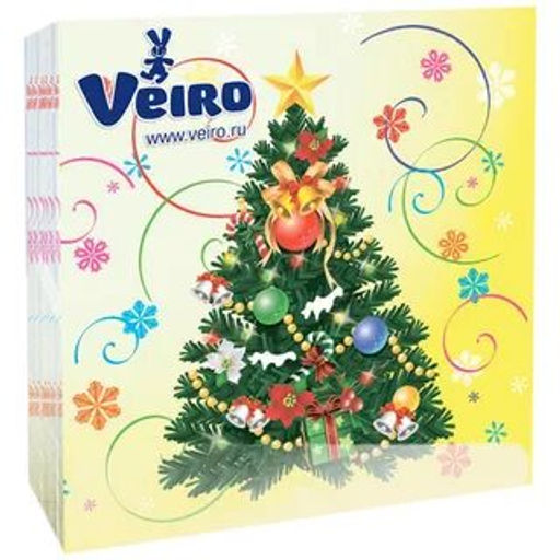 VEIRO салфетки 24см 1-сл. (50шт) с рисунком НГ Елка