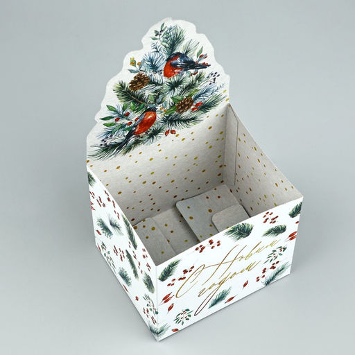 Коробка для мини-букетов С новым годом, снегири, 12 х 17 х 10 см - Дарите счастье фото 11