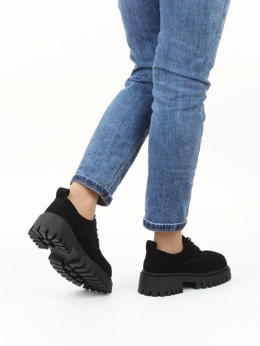 03-23120-6 BLACK Полуботинки демисезонные женские (натуральная замша)