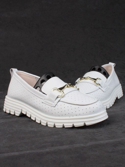 03-PDD164-1 WHITE Полуботинки женские (натуральная кожа)