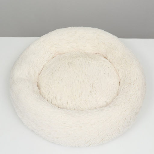 Лежанка для собак и кошек, длинный мех, 80 х 80 х 25 см, молочная - Пижон фото 3