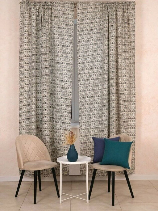 Штора набив. Амелия тесьма п/лен 145*260 см. - Лен поволжья фото 2