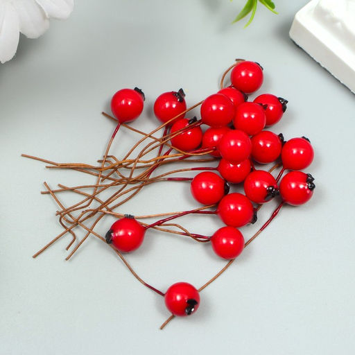 Цена за 10 шт. Декор для творчества «Ягодка - боярышник», красный, 7×1 см