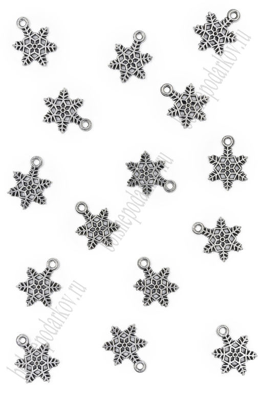 Подвеска металл 1,5 см "Снежинка" (15 шт) SF-7745, серебро