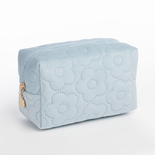 Косметичка на молнии женская, с подкладом, маленькая, Цветы, голубая - Simaland фото 2