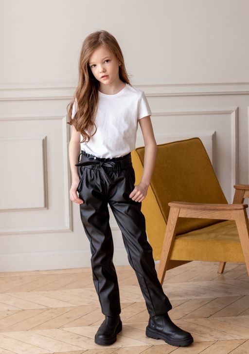 20030Б Брюки для девочки Yuke эко-кожа - Kiko фото 6