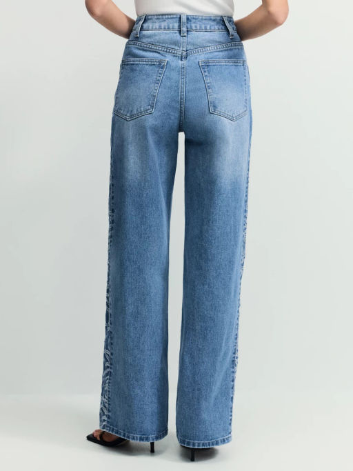 Джинсы wide leg с высокой посадкой с эффектом деворе / Zarina  фото 5