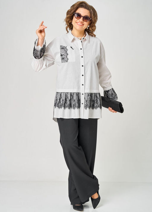Блуза EVA GRANT 5002 белый в полоску