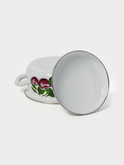 Кастрюля эмалированная «Вишнёвый сад», 1.5 л, d=18.2 см, белая