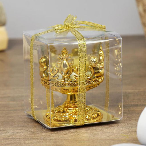 Подсвечник на 1 свечу «Вьюнок бокал на ножке», стекло, пластик, под золото, 7.5×6×6 см