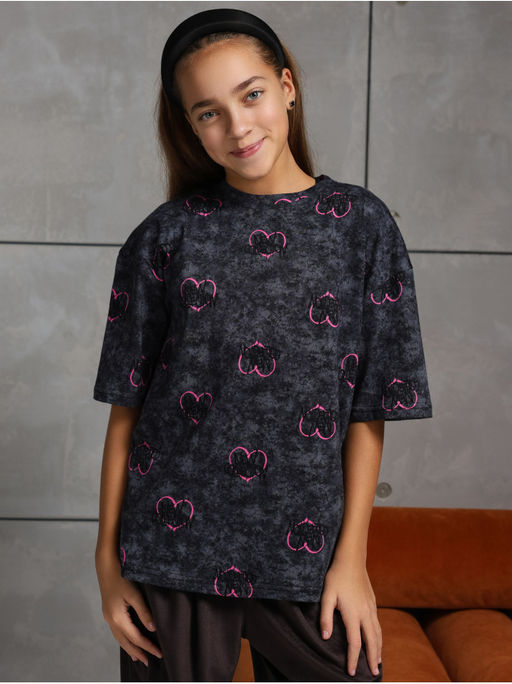 Футболка "Принт" Графит Девочка