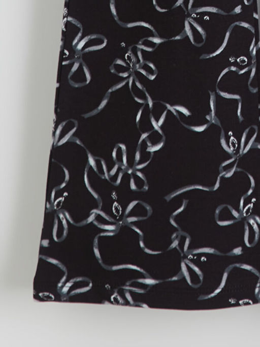 Beli Lastikli Fiyonk Bask?l? K?z ?ocuk Tayt