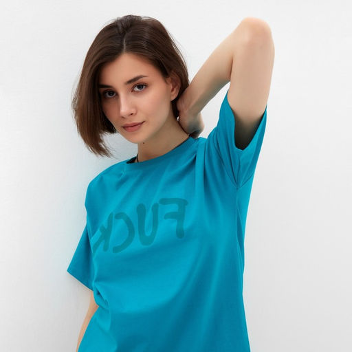 Футболка женская MINAKU Fuck, голубая, размер 50