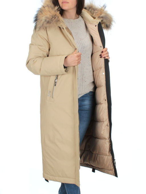 22101 BEIGE Пальто зимнее женское (200 гр. тинсулейт) - Фабричный китай фото 6