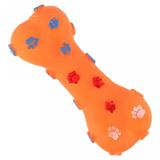 Игрушка для собаки Косточка макси лапа 19х7,5х4см, с пищалкой, ПВХ, фактурная, цвета микс (оранжевый, желтый, зеленый), Пэт тойс (Pet toys) (Китай)  фото 3