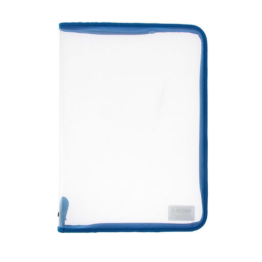 Папка пластиковая А4, 325 х 230 х 25 мм, молния вокруг, Calligrata Офис, ПМ-А4-01, 0.5 мм, прозрачная, синяя  фото 3